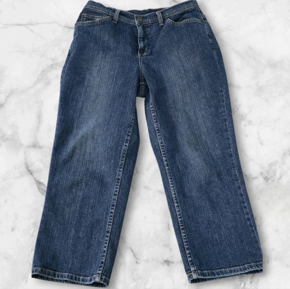 Denim &Co Dark Blue Cropped Jeans